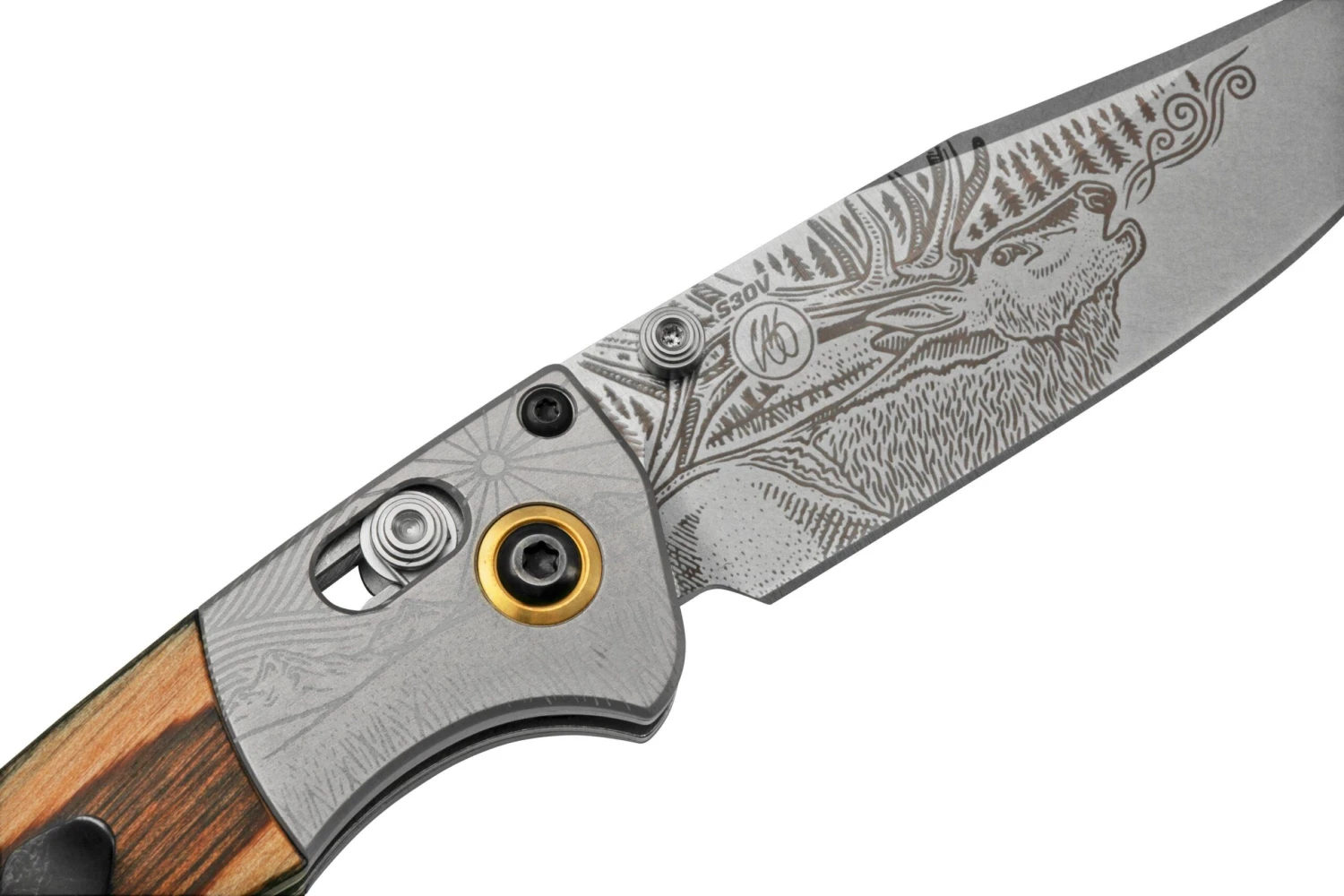 Benchmade Mini Crooked River Bull Elk Limited Edition Artist Series 15085-2201, Jagdtaschenmesser, Casey Underwood Design 5 Benchmade Mini Crooked River Bull Elk Limited Edition Artist Series 15085-2201, Jagdtaschenmesser, Casey Underwood Design – Bild 5